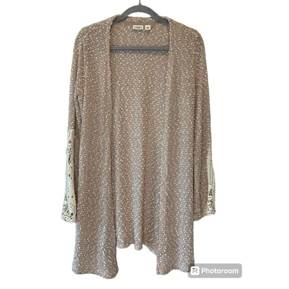 Cato Lace Knit Cardigan Open Maxi Sweater Beige Size Small Long Sleeve - Picture 1 of 4
